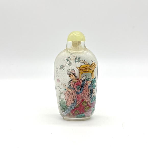 Vintage Chinese Snuff‎ Bottle Hand Painted Glass Asian Art Decor Collectible - Picture 3 of 5